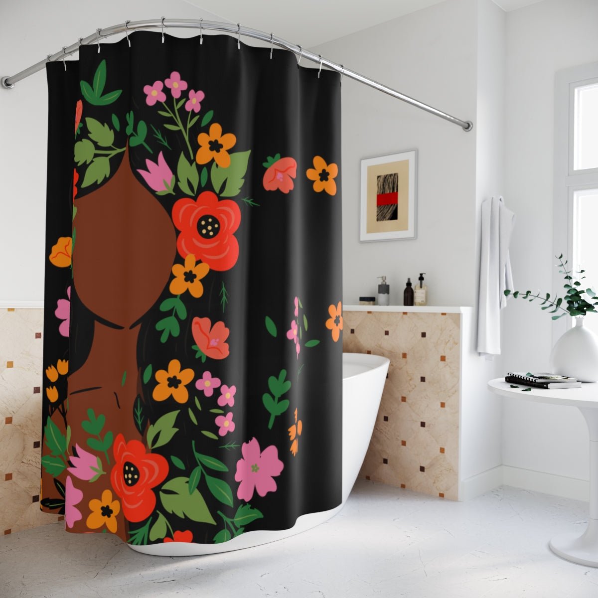 Floral Woman Shower Curtain - The Trini Gee
