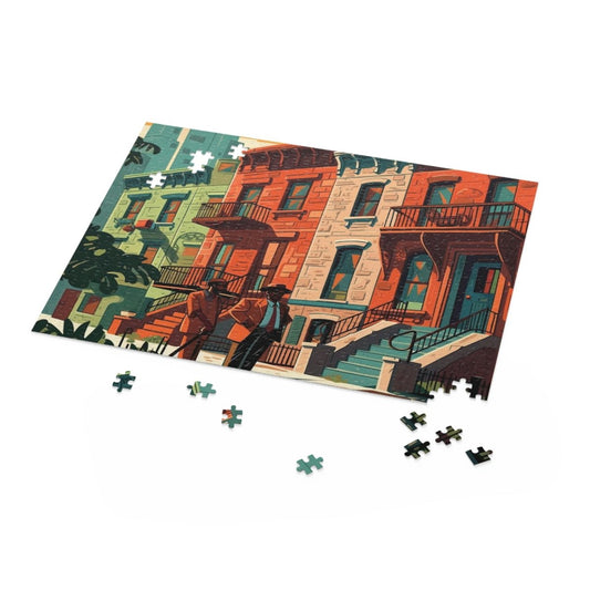 Harlem Brownstones Puzzle - Afrocentric Art by The Trini Gee