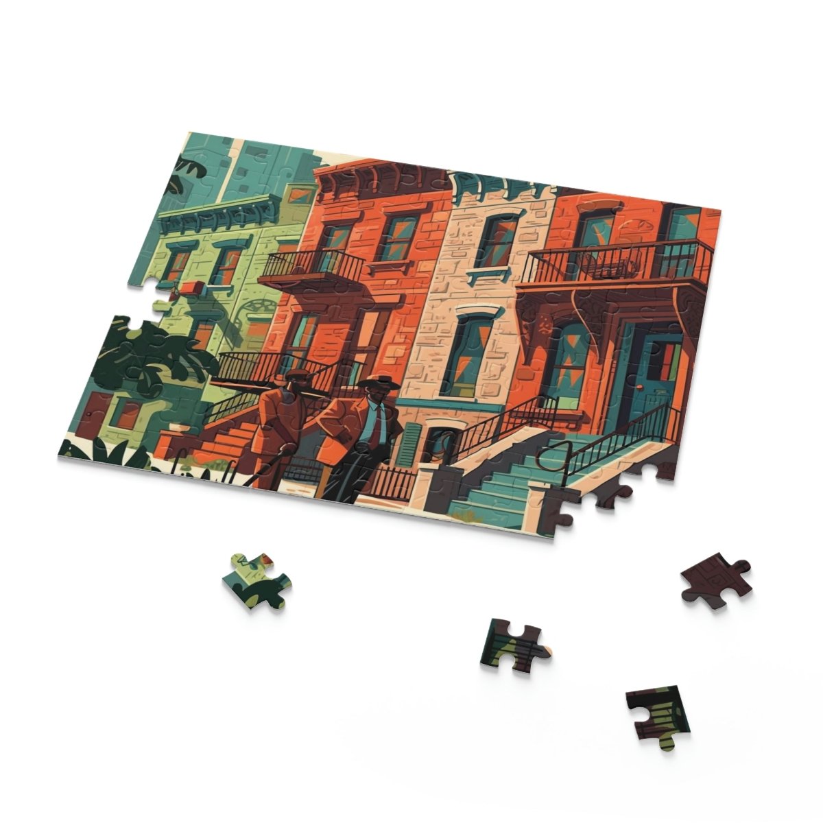 Harlem Brownstones Puzzle - Afrocentric Art by The Trini Gee