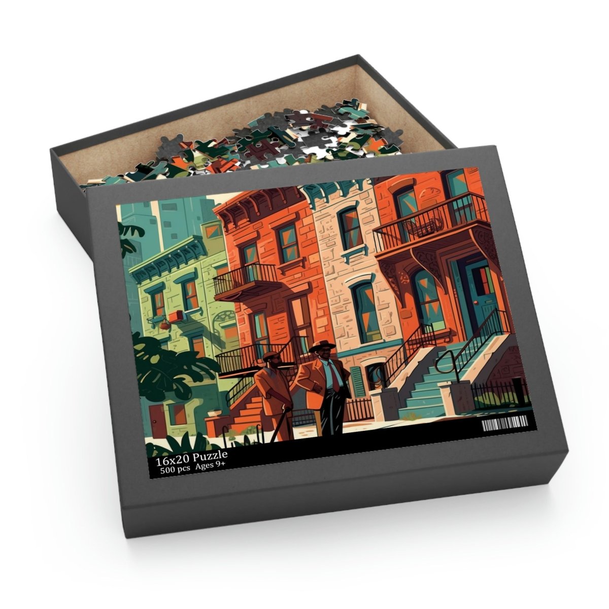 Harlem Brownstones Puzzle - Afrocentric Art by The Trini Gee
