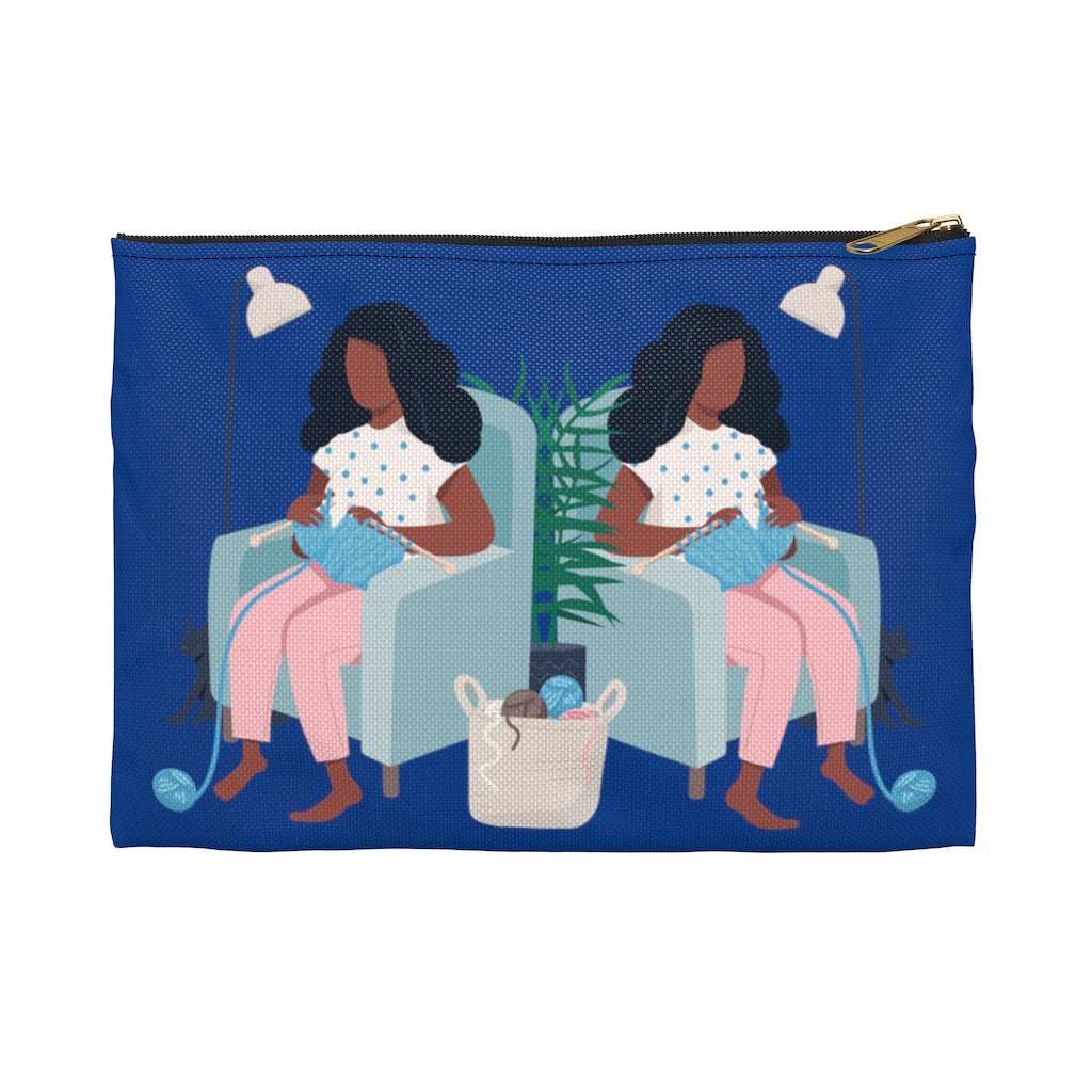 Knitting Woman Pouch - The Trini Gee