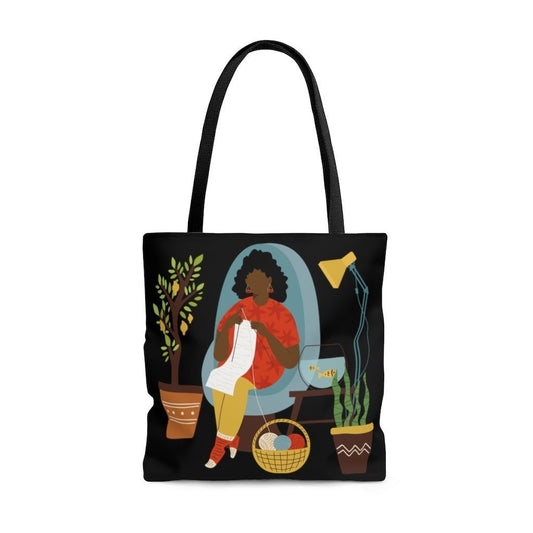 Knitting Woman Tote Bag - The Trini Gee