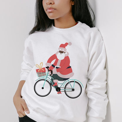 Santa on Bike Sweatshirt - The Trini Gee