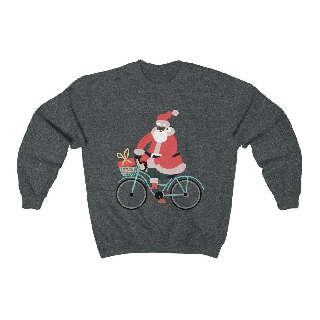 Santa on Bike Sweatshirt - The Trini Gee
