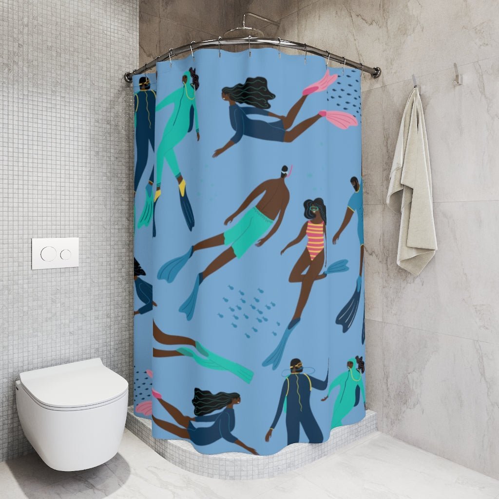 Scuba Divers Shower Curtain - The Trini Gee