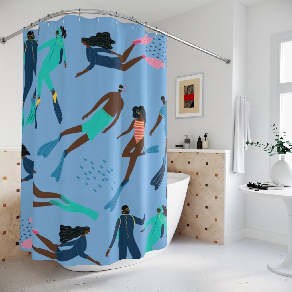 Scuba Divers Shower Curtain - The Trini Gee