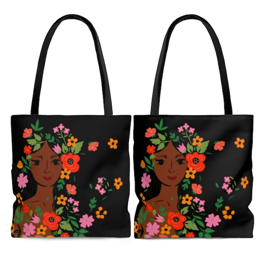 Summer Flower Girl Tote Bag - The Trini Gee
