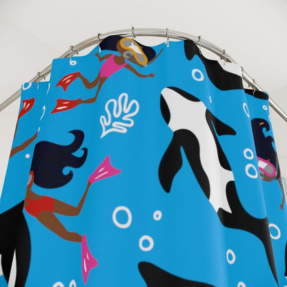Swim with Whales Shower Curtain - The Trini Gee