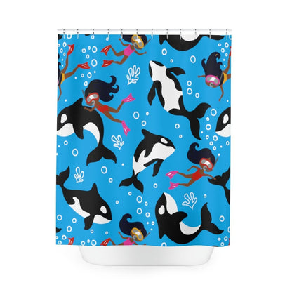 Swim with Whales Shower Curtain - The Trini Gee