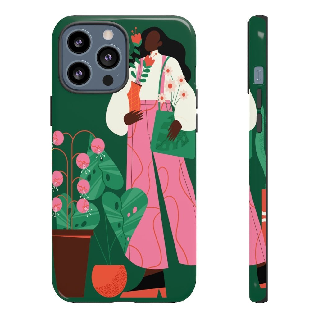 Woman with Plant Tough Cases - The Trini Gee
